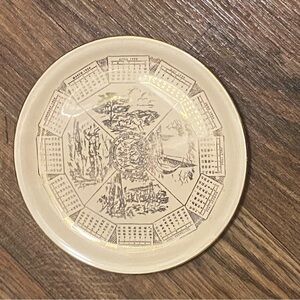 Jubilee 1954 Calendar Collectors Plate Beige Cream & Gold 9” W Diameter Vintage